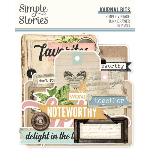 Simple Stories - Simple Vintage Junk Drawer Collection - Ephemera - Journal Bits And Pieces