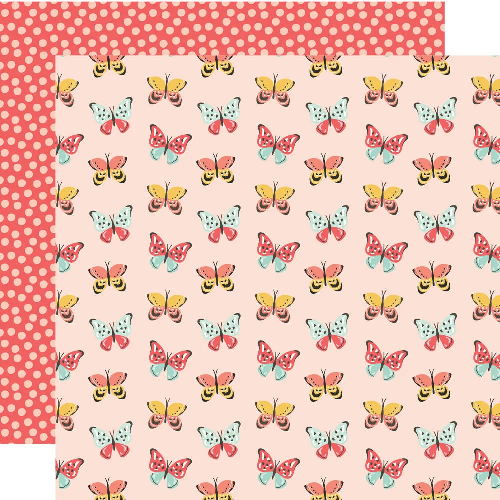 Simple Stories - Pink Lemonade Collection - 12 x 12 Double Sided Paper - Spread Your Wings