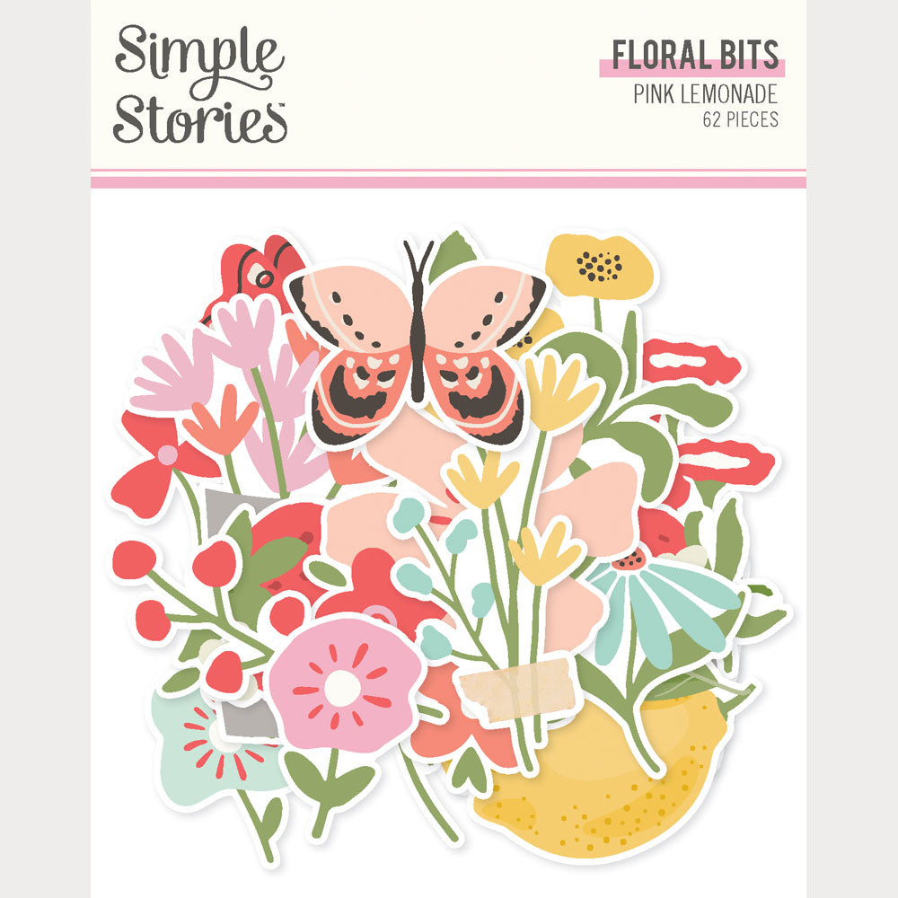 Simple Stories - Pink Lemonade Collection - Ephemera - Floral Bits And Pieces