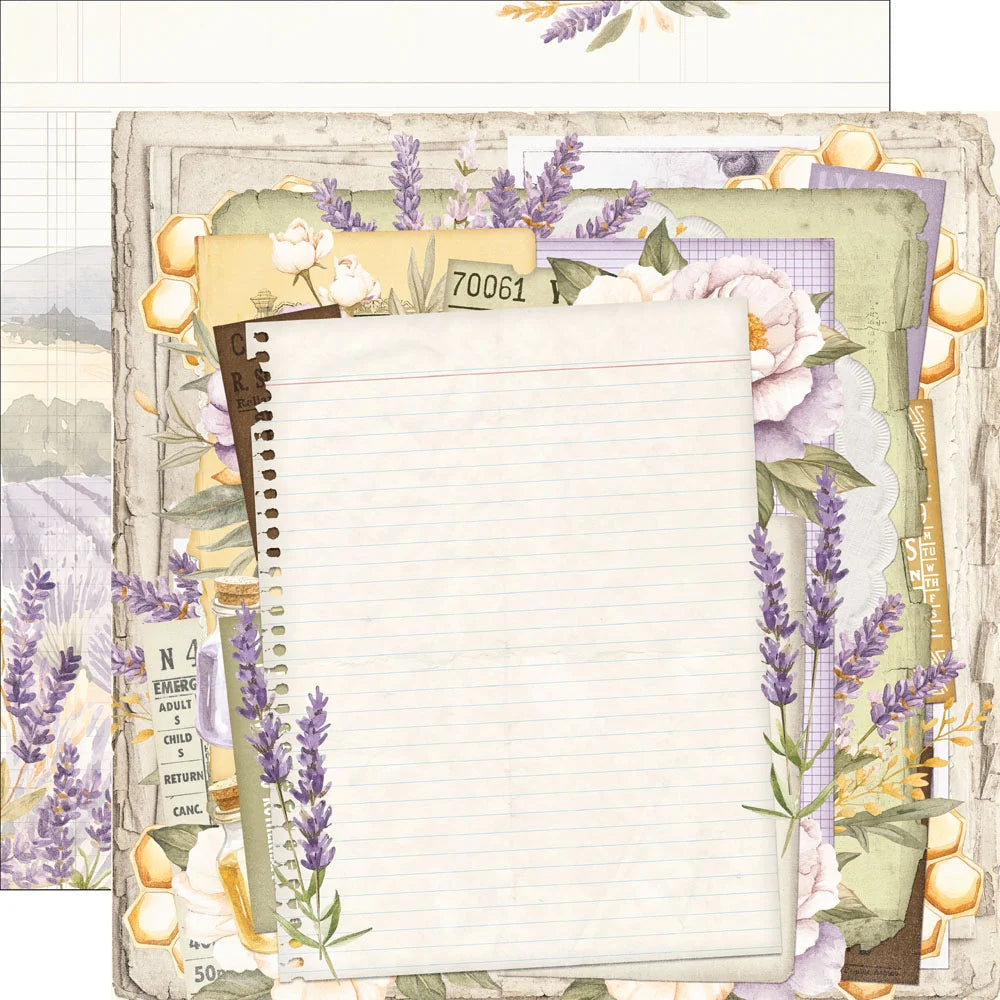 Simple Stories - Simple Vintage Lavender Fields Collection - 12 x 12 Double Sided Paper - Lavender Skies