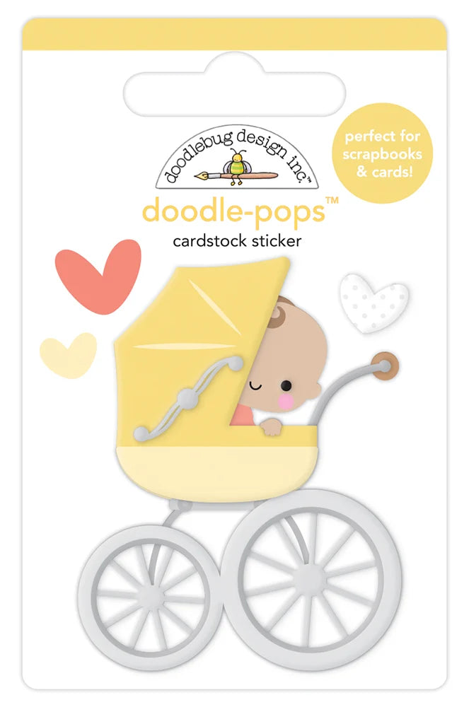 Doodlebug Design - Bundle of Joy Collection - Doodle-Pops - 3 Dimensional Cardstock Stickers - Out For A Stroll