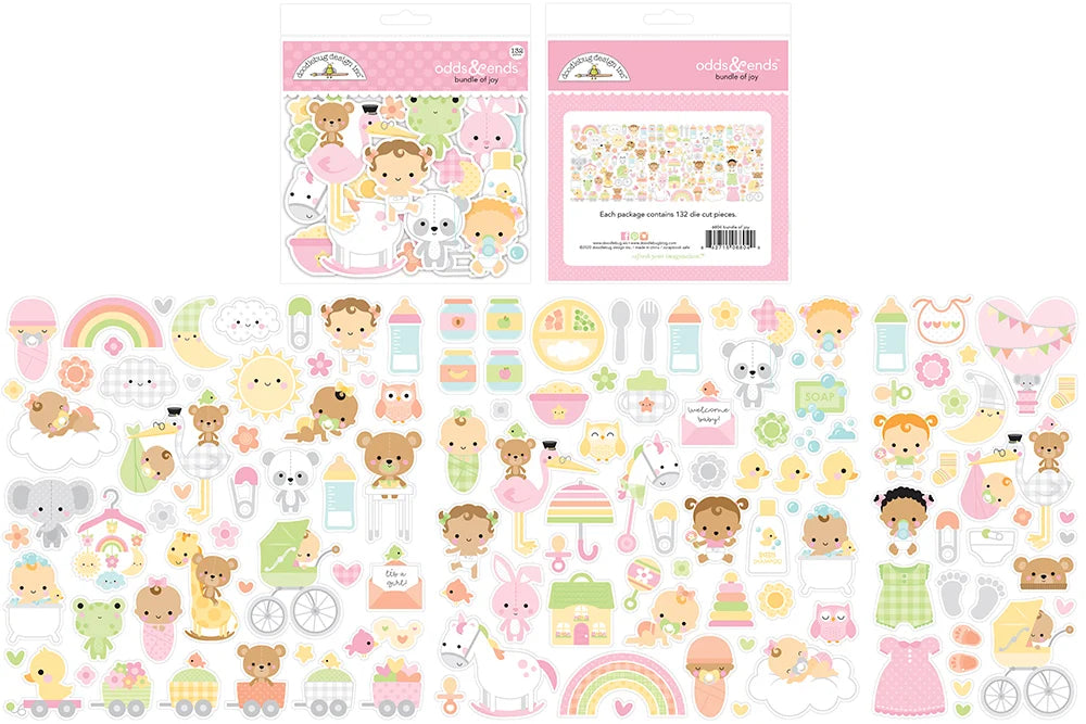 Doodlebug Design - Bundle of Joy Collection - Odds and Ends - Die Cut Cardstock Pieces