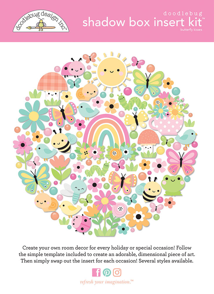 Doodlebug Design - Butterfly Kisses Collection - Shadow Box Insert Kit