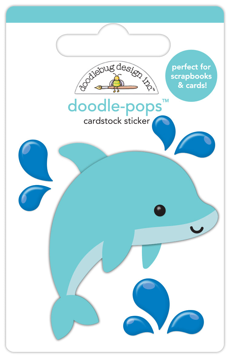 Doodlebug Design - Summer Fun Collection - Doodle-Pops - Dimensional Cardstock Stickers - Donnie Dolphin