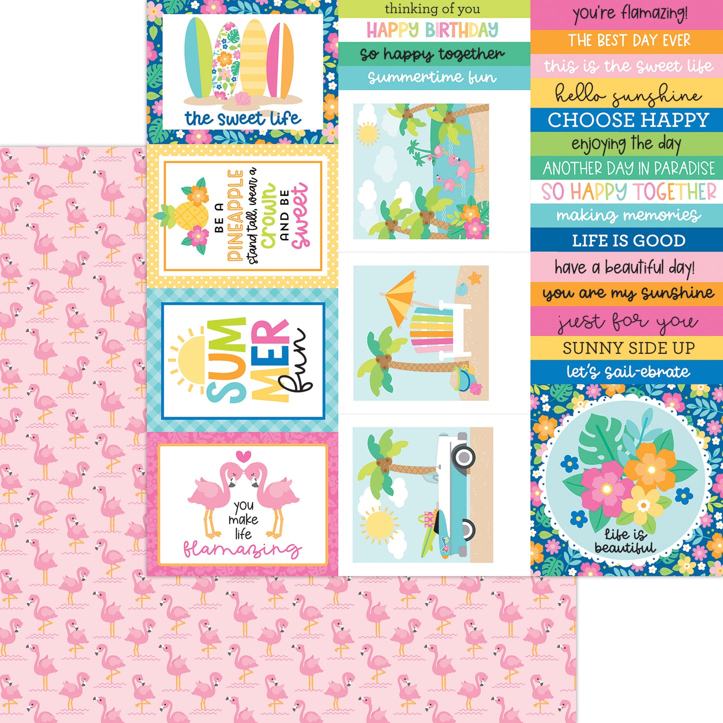 Doodlebug Design - Summer Fun Collection - 12 x 12 Double Sided Paper - Flamazing Flock