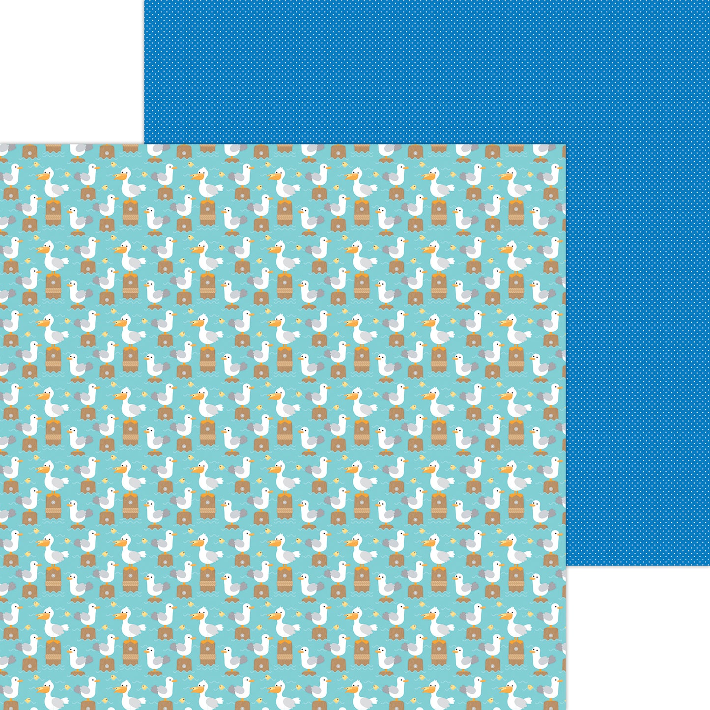 Doodlebug Design - Summer Fun Collection - 12 x 12 Double Sided Paper - Gull Friends