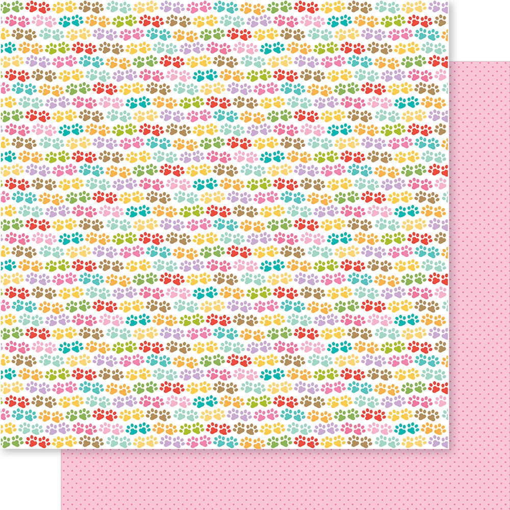 Bella Blvd - Bow Wow Collection - 12 x 12 Double Sided Paper - Pawprints On My Heart