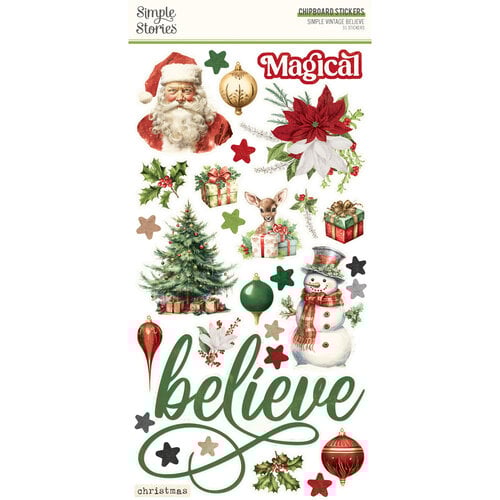 Simple Stories - Simple Vintage Believe Collection - 6 x 12 Chipboard Stickers