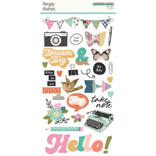 Simple Stories - Take Note Collection - 6 x 12 Chipboard Stickers