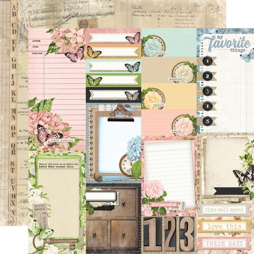 Simple Stories - Simple Vintage Junk Drawer Collection - 12 x 12 Double Sided Paper - Journal Elements