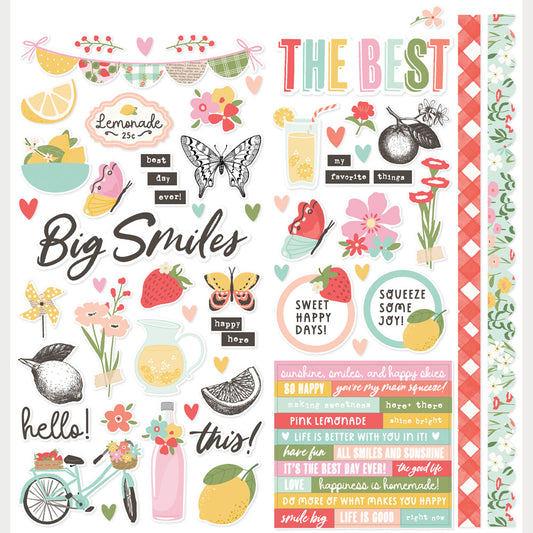 Simple Stories - Pink Lemonade Collection - 12 x 12 Cardstock Stickers - Icons