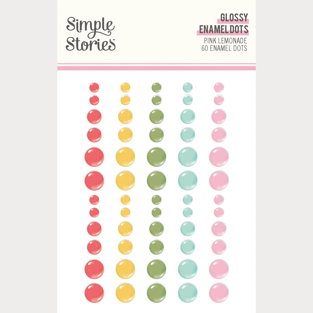 Simple Stories - Pink Lemonade Collection - Glossy Enamel Dots
