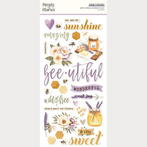 Simple Stories - Simple Vintage Lavender Fields Collection - Foam Stickers