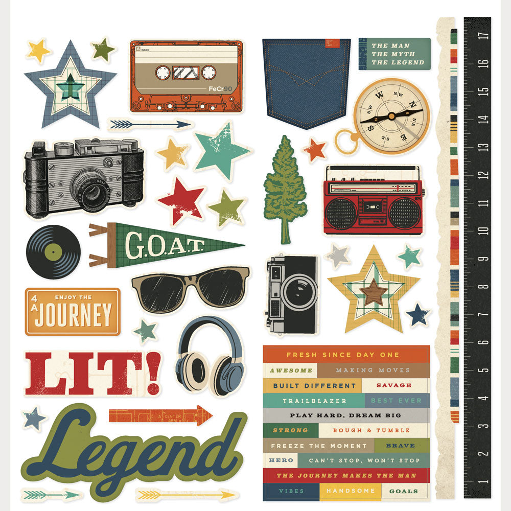 Simple Stories - Rustic Legend Collection - 12 x 12 Cardstock Stickers - Icons
