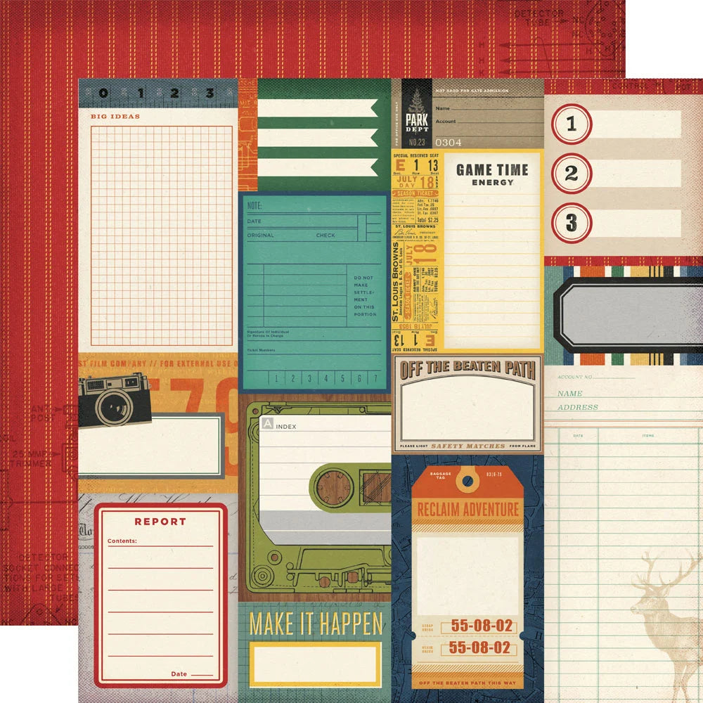 Simple Stories - Rustic Legend Collection - 12 x 12 Double Sided Paper - Journal Elements