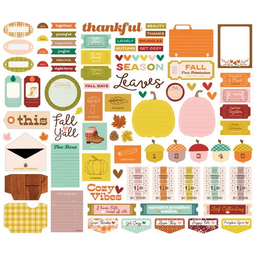 Simple Stories - Pumpkins & Plaid Collection - Ephemera - Journal Bits And Pieces