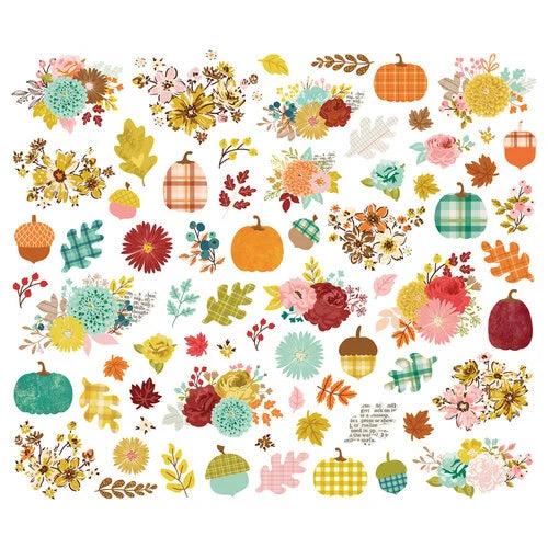 Simple Stories - Pumpkins & Plaid Collection - Ephemera - Floral Bits And Pieces