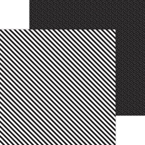 Doodlebug Design - Monochromatic Collection - 12 x 12 Double Sided Paper - Beetle Black Candy Stripe