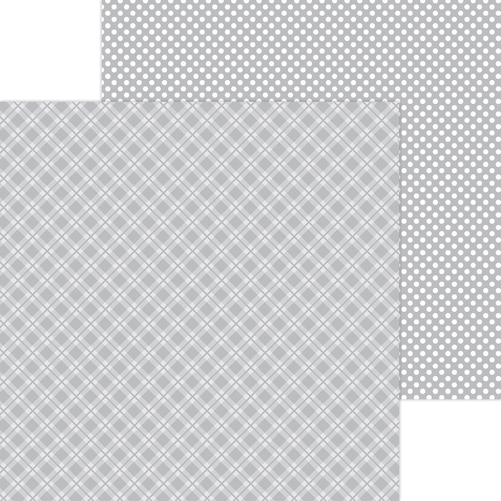 Doodlebug Design - Monochromatic Collection - 12 x 12 Double Sided Paper - Stone Gray Plaid