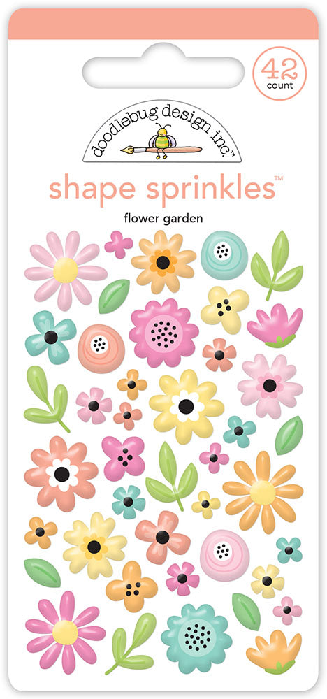 Doodlebug Design - Butterfly Kisses Collection - Shape Sprinkles - Flower Garden