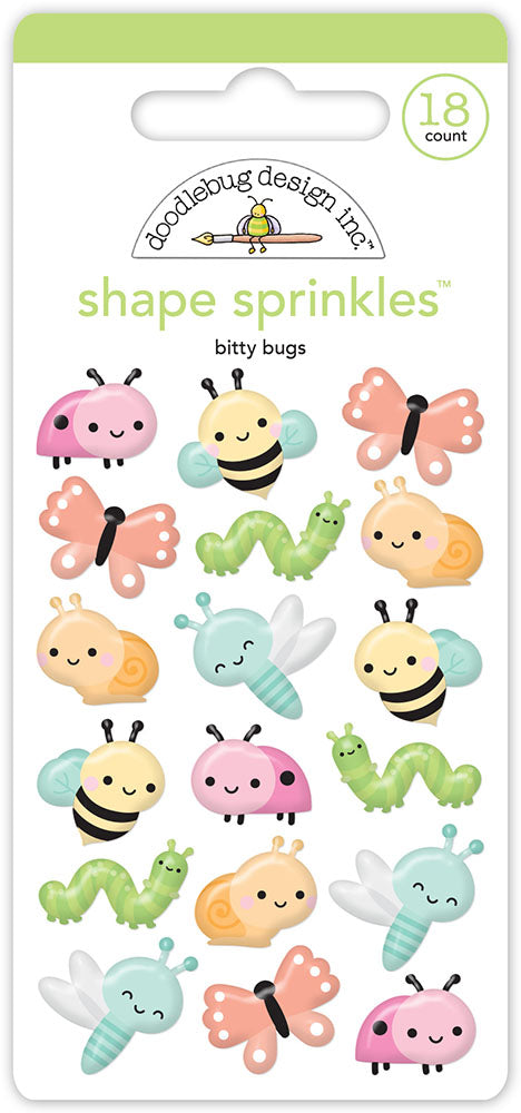 Doodlebug Design - Butterfly Kisses Collection - Shape Sprinkles - Bitty Bugs
