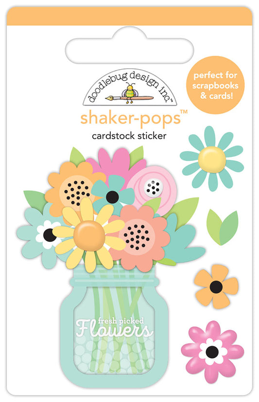 Doodlebug Design - Butterfly Kisses Collection - Cardstock Stickers - Shaker-Pops - Spring Bouquet