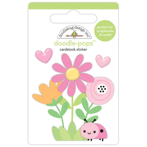Doodlebug Design - Butterfly Kisses Collection - Doodle-Pops - Dimensional Cardstock Stickers - Ladybug Garden