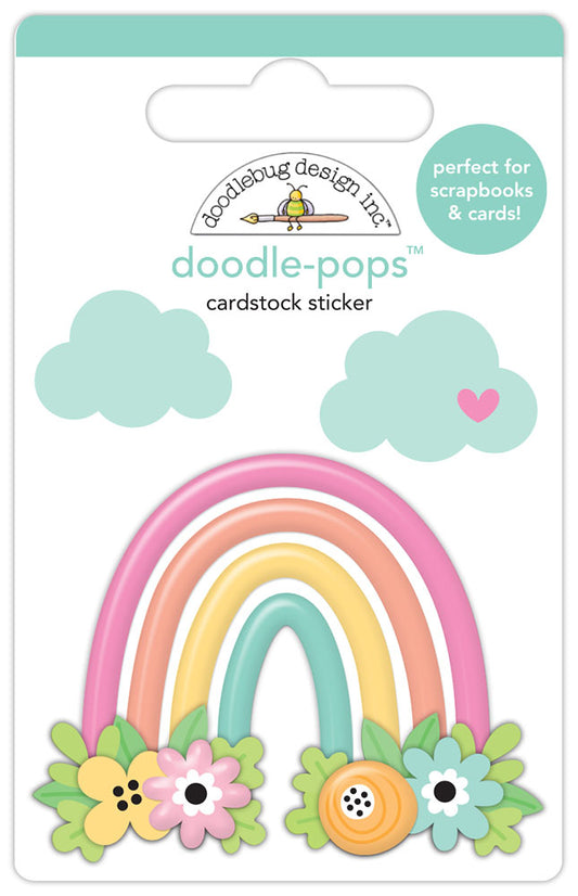 Doodlebug Design - Butterfly Kisses Collection - Doodle-Pops - Dimensional Cardstock Stickers - Rainbow Garden