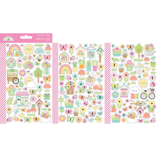Doodlebug Design - Butterfly Kisses Collection - Mini Stickers - Icons