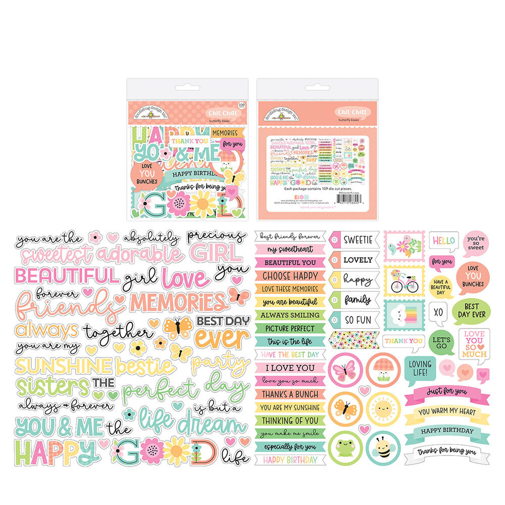 Doodlebug Design - Butterfly Kisses Collection - Ephemera - Chit Chat