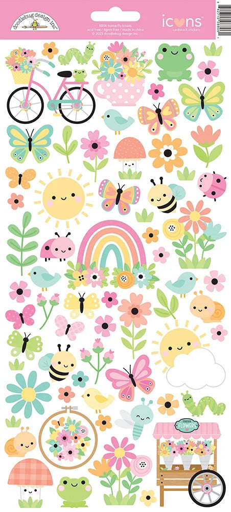 Doodlebug Design - Butterfly Kisses Collection - Cardstock Stickers - Icons