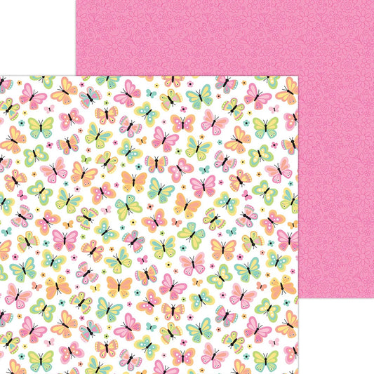 Doodlebug Design - Butterfly Kisses Collection - 12 x 12 Double Sided Paper - Butterfly Kisses