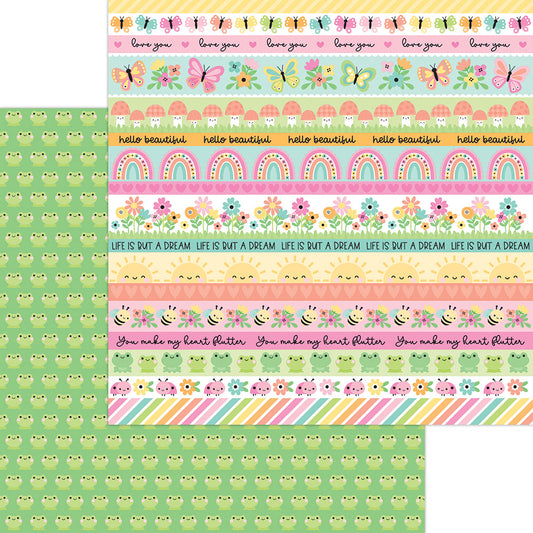 Doodlebug Design - Butterfly Kisses Collection - 12 x 12 Double Sided Paper - Happy Hoppers