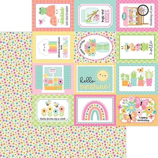 Doodlebug Design - Butterfly Kisses Collection - 12 x 12 Double Sided Paper - Bitty Blossoms