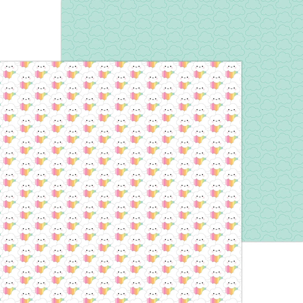 Doodlebug Design - Butterfly Kisses Collection - 12 x 12 Double Sided Paper - Rainbow Skies