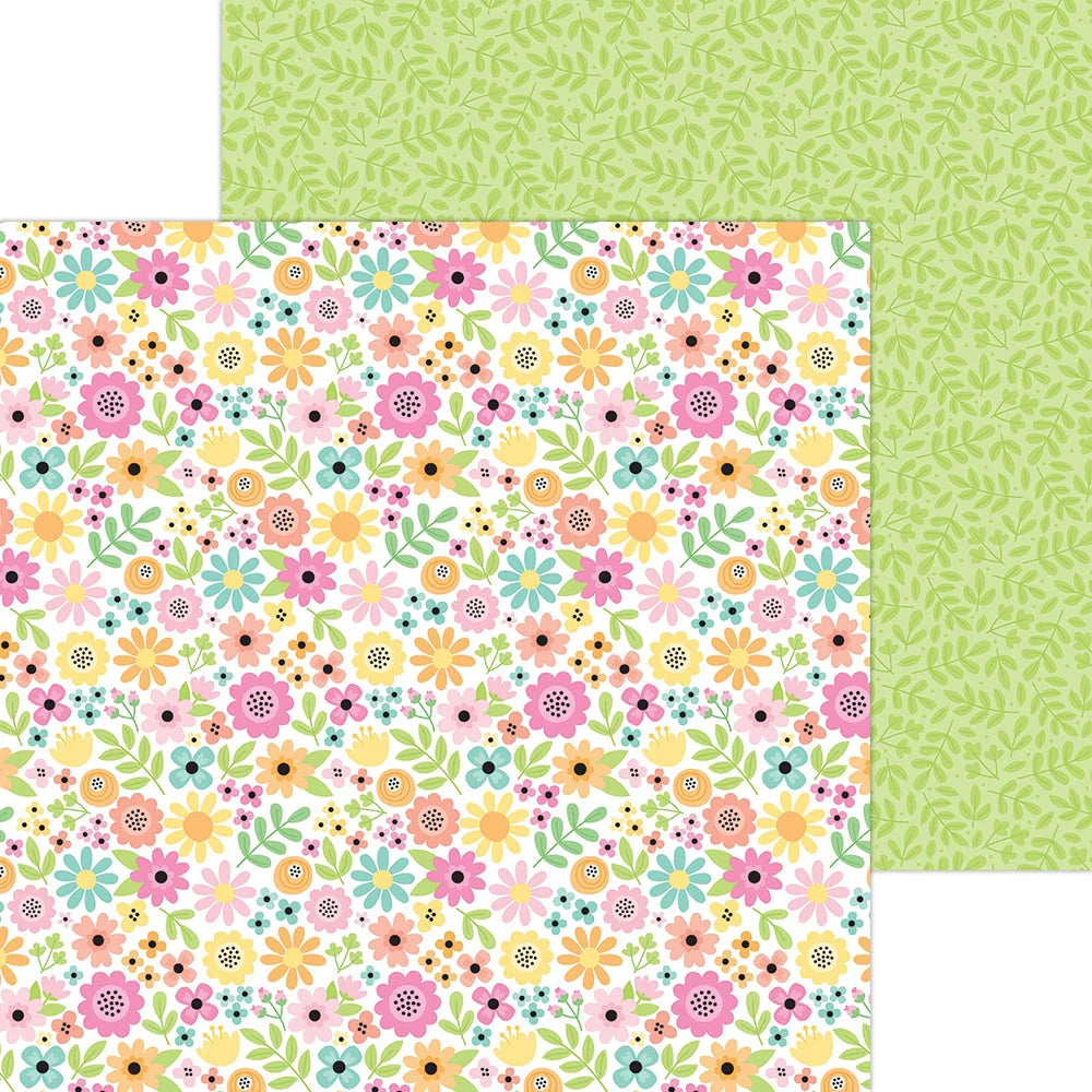 Doodlebug Design - Butterfly Kisses Collection - 12 x 12 Double Sided Paper - Garden Party