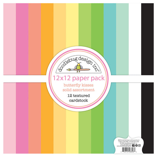 Doodlebug Design - Butterfly Kisses Collection - 12 x 12 Paper Pack - Solids Assortment