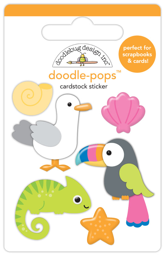 Doodlebug Design - Summer Fun Collection - Doodle-Pops - Dimensional Cardstock Stickers - Tropical Trio