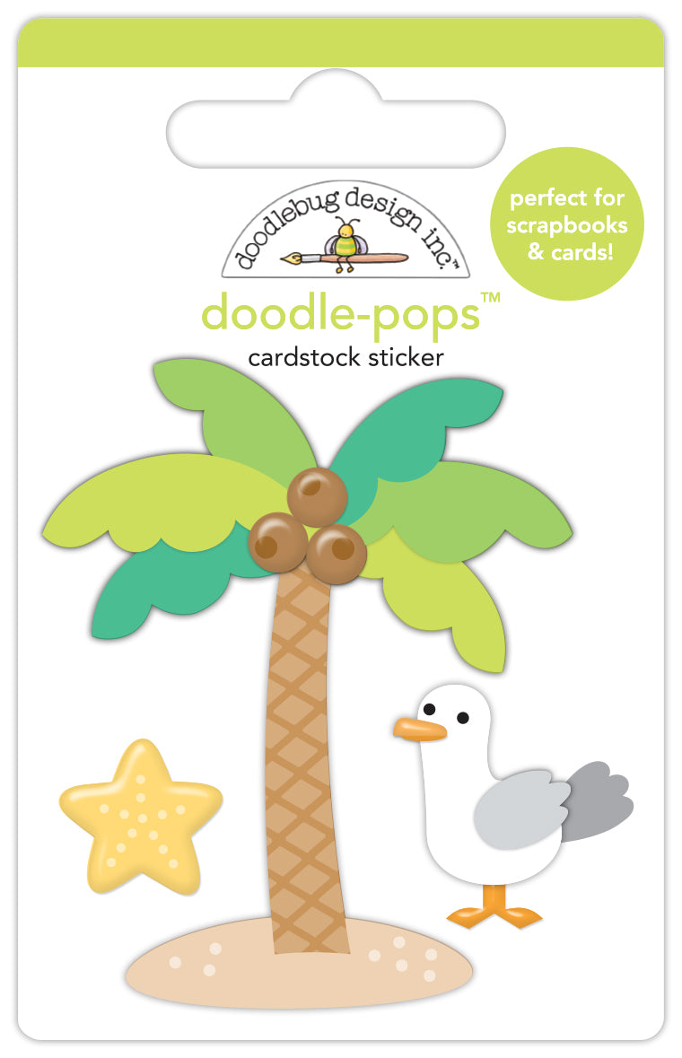 Doodlebug Design - Summer Fun Collection - Doodle-Pops - Dimensional Cardstock Stickers - Palm Beach