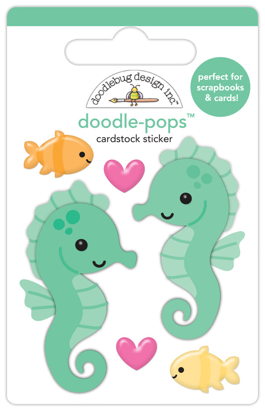 Doodlebug Design - Summer Fun Collection - Doodle-Pops - Dimensional Cardstock Stickers - Sam And Sally Seahorse