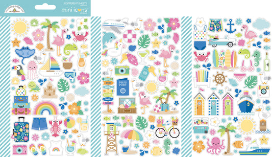 Doodlebug Design - Summer Fun Collection - Mini Stickers - Icons
