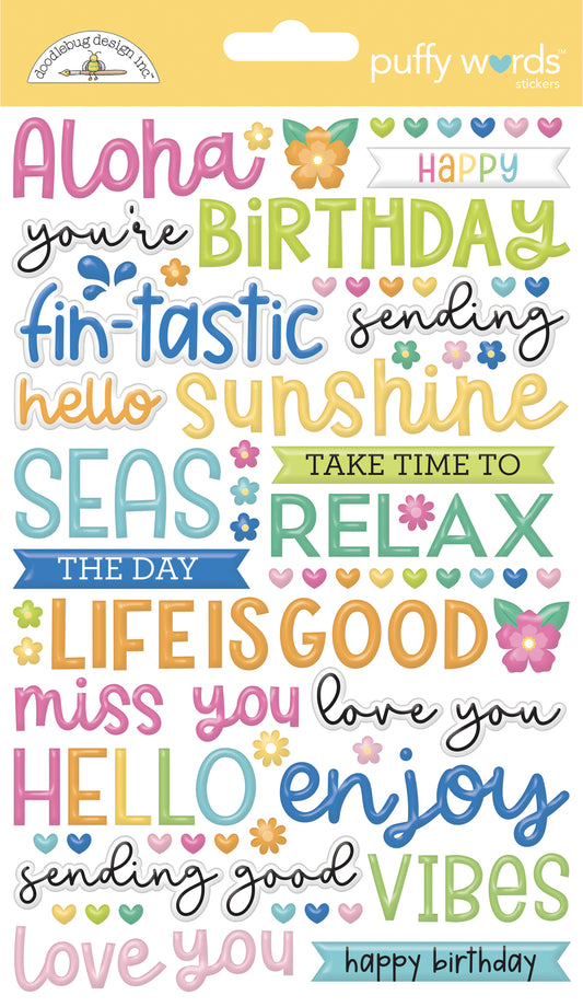 Doodlebug Design - Summer Fun Collection - Puffy Stickers - Words