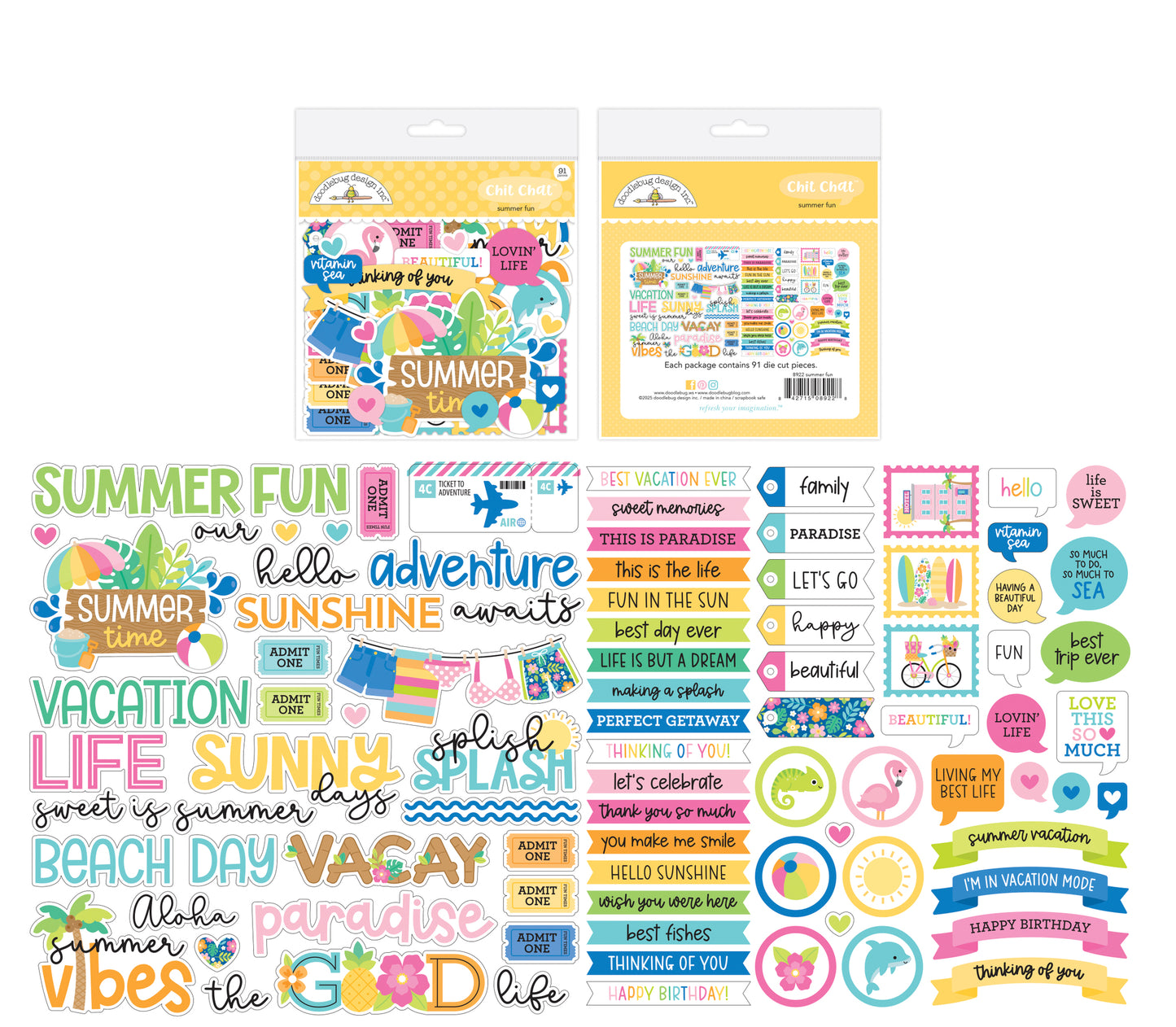 Doodlebug Design - Summer Fun Collection - Ephemera - Chit Chat