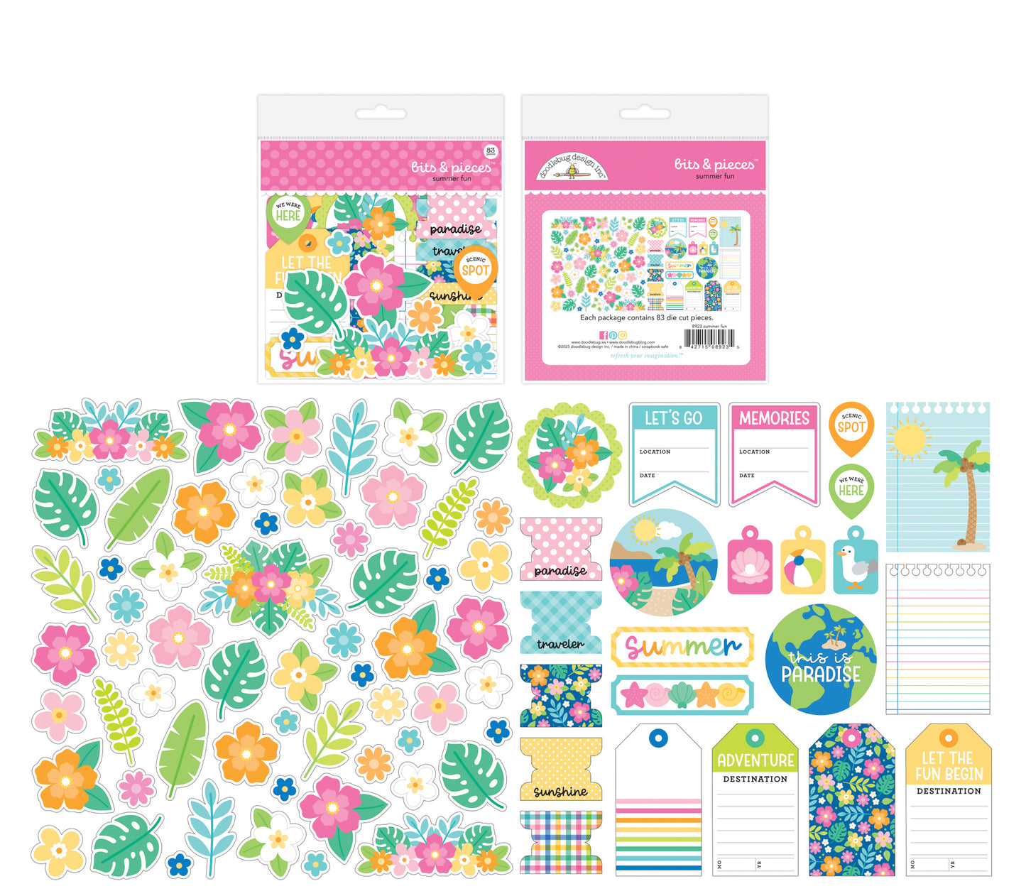 Doodlebug Design - Summer Fun Collection - Ephemera - Bits And Pieces