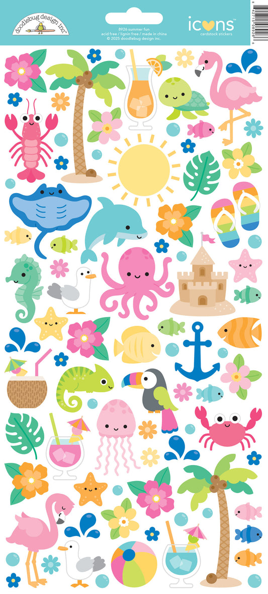 Doodlebug Design - Summer Fun Collection - Stickers - Icons