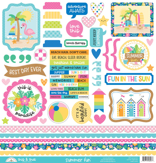 Doodlebug Design - Summer Fun Collection - 12 x 12 Cardstock Stickers - This And That