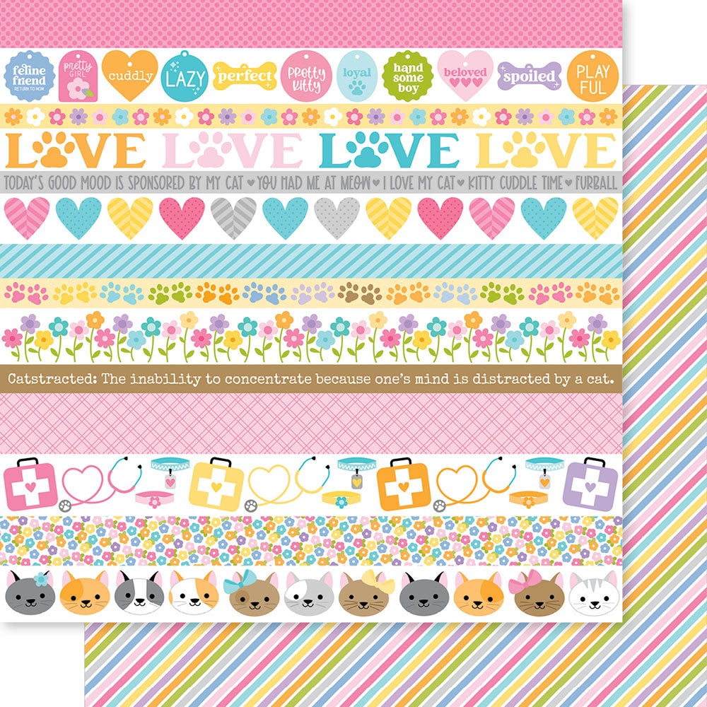 Bella Blvd - Meow Collection - 12 x 12 Double Sided Paper - Meow Borders