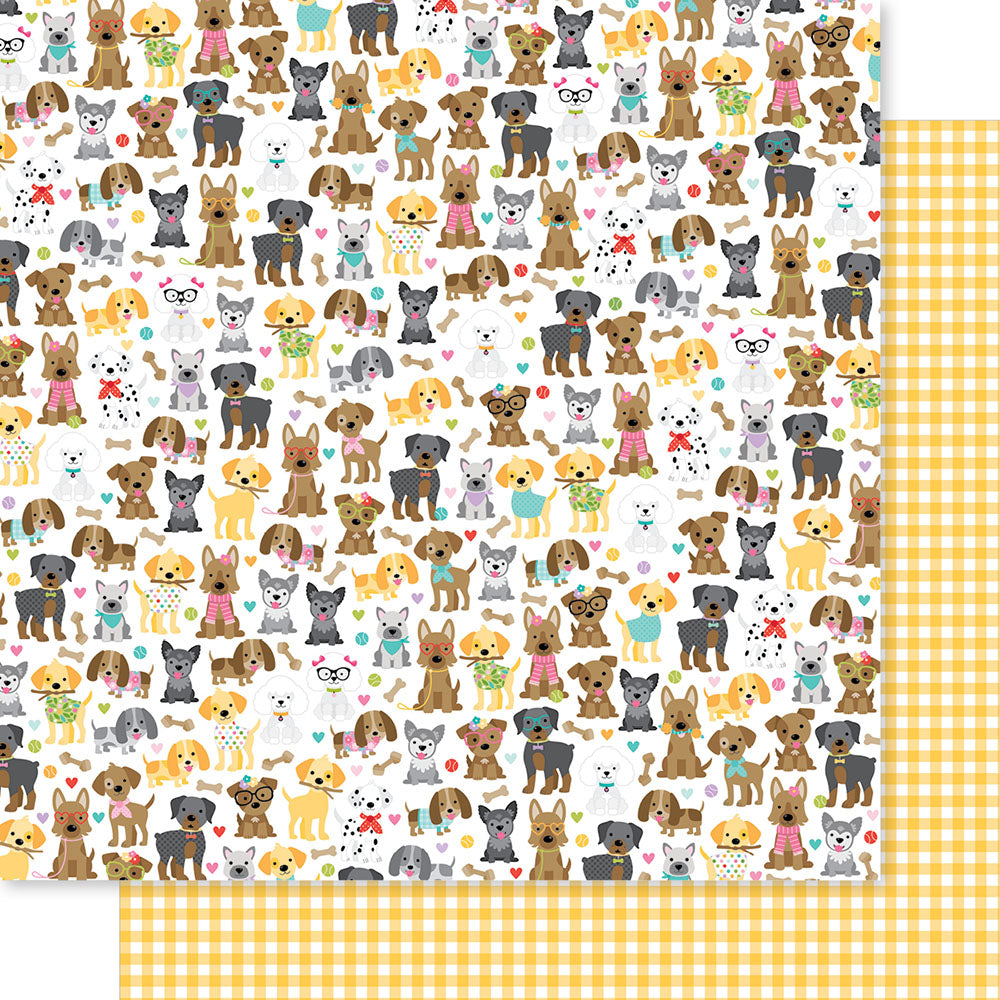 Bella Blvd - Bow Wow Collection - 12 x 12 Double Sided Paper - Dog Pack