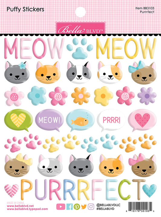 Bella Blvd - Meow Collection - Puffy Stickers - Purrrfect